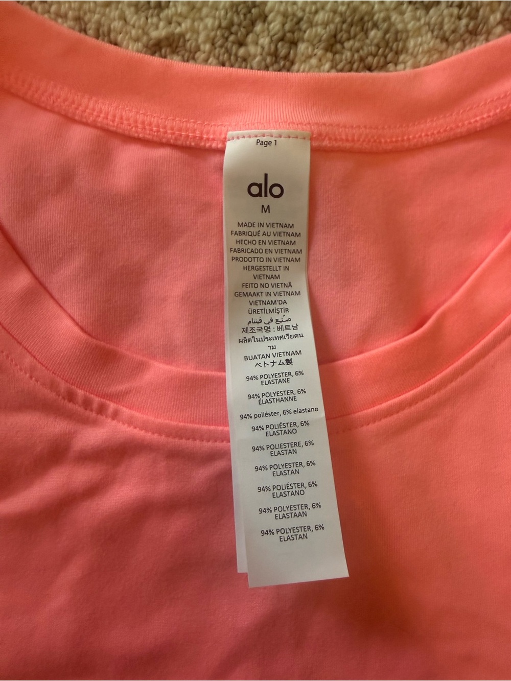 ALO Yoga Coral Pink Cropped Crewneck Tee - Picture 3 of 3